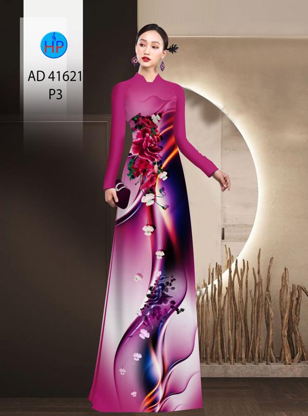 Vải Áo Dài Hoa In 3D AD 41621 3